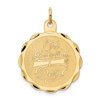 14K Yellow Gold on Graduation Day Charm with Diploma Engravable Disc view 1