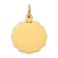 14K Yellow Gold Polished It's a Girl Scalloped 16mm Engravable Disc Charm view 4