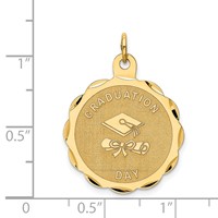 14K Yellow Gold Graduation Day Charm with Diploma Engravable Disc view 3