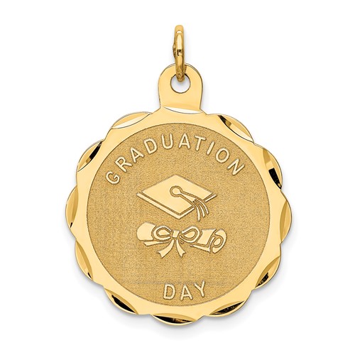 14K Yellow Gold Graduation Day Charm with Diploma Engravable Disc