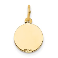 14K Yellow Gold Polished and Satin Solid Holy Communion Round Disc Charm view 4