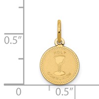 14K Yellow Gold Polished and Satin Solid Holy Communion Round Disc Charm view 3