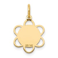 14K Yellow Gold Polished and Satin Solid Holy Communion Scalloped Edge Round Disc Charm view 4