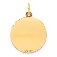 14K Yellow Gold Polished and Satin Solid Holy Communion Diamond-cut Edge Round Disc Pendant view 4