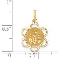 14K Yellow Gold Polished MY Confirmation Charm with Dove Scalloped Edge Round view 3