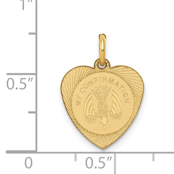 14k Polished MY CONFIRMATION with Dove Heart Disc Charm