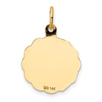14K Yellow Gold Polished and Satin Solid MY Confirmation Pendant with Dove Scalloped Edge Round Disc view 4