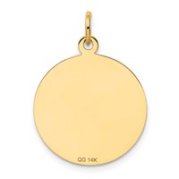 14K Yellow Gold Polished and Satin Solid Confirmation Charm with Cross Round Disc view 4