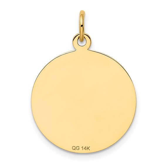 14k Polished and Satin Solid CONFIRMATION with Cross Round Disc Charm