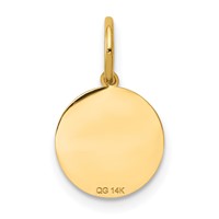 14K Yellow Gold Small Baptism Charm with Cross Round Disc view 4