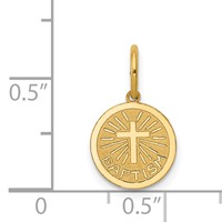 14K Yellow Gold Small Baptism Charm with Cross Round Disc view 3