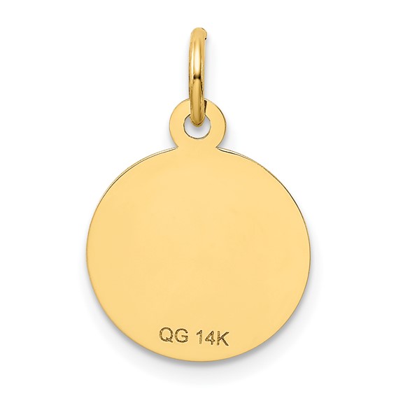 14k SWEET 16 Engravable 12mm Disc Charm