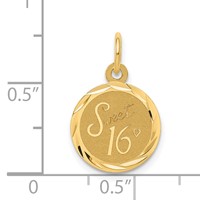 14K Yellow Gold Sweet 16 Engravable 12mm Disc Charm view 3