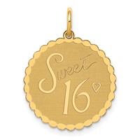 14K Yellow Gold Sweet 16 Engravable 18mm Disc Charm view 1