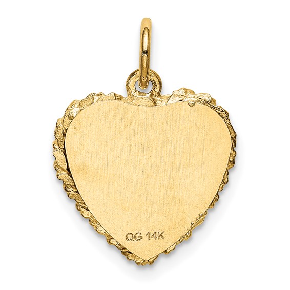 14K SWEET 16 Engravable 15mm Heart Charm