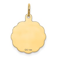 14K Yellow Gold Polished Satin Happy Birthday Charm with Cake 14mm Engravable Disc view 4