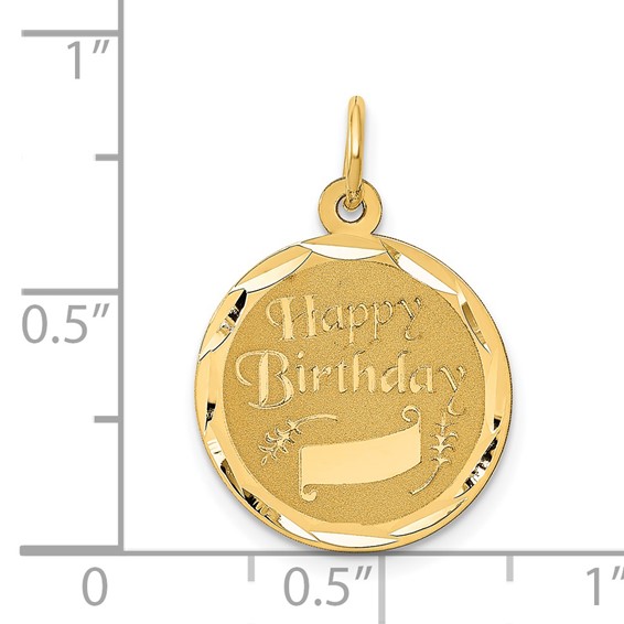 14K HAPPY BIRTHDAY with Banner 16mm Engravable Disc Charm