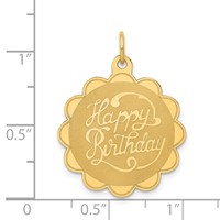 14K Yellow Gold Happy Birthday 22mm Engravable Disc Charm view 3