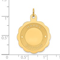 14K Yellow Gold Happy Birthday 22mm Engravable Disc Charm view 3