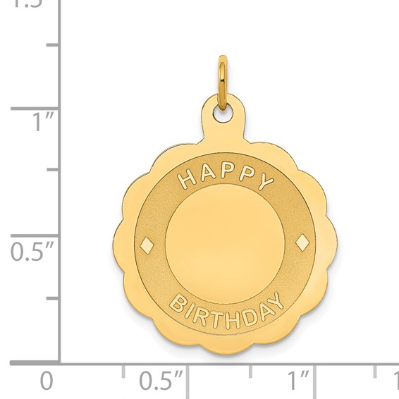 14K HAPPY BIRTHDAY 22mm Engravable Disc Charm