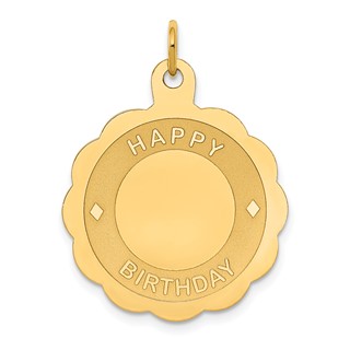14K HAPPY BIRTHDAY 22mm Engravable Disc Charm