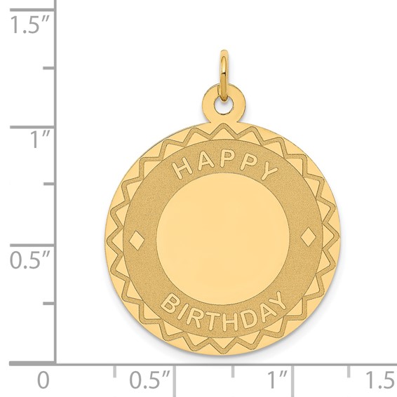 14K HAPPY BIRTHDAY 25mm Engravable Disc Charm