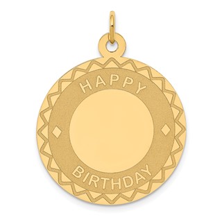 14K HAPPY BIRTHDAY 25mm Engravable Disc Charm