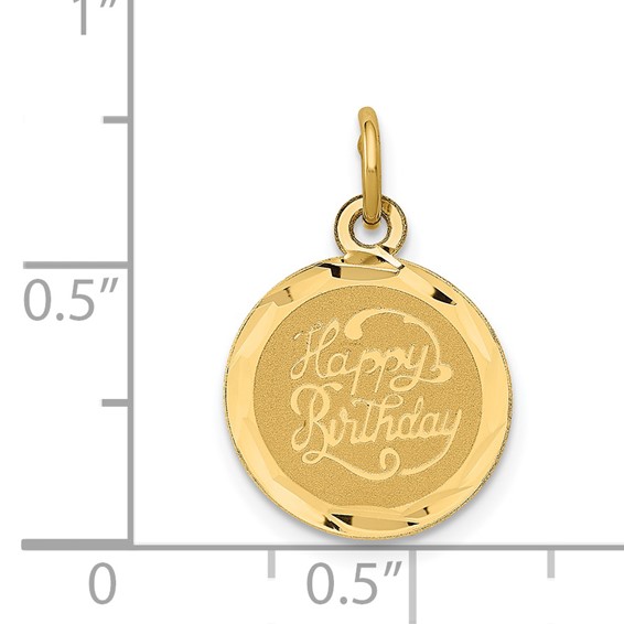 14k HAPPY BIRTHDAY 13mm Engravable Disc Charm