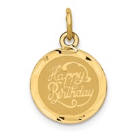 14K Happy Birthday 13mm Engravable Disc Charm view 1