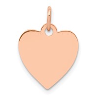 14K Rose Gold Polished Engravable 13mm Heart Disc Pendant view 1