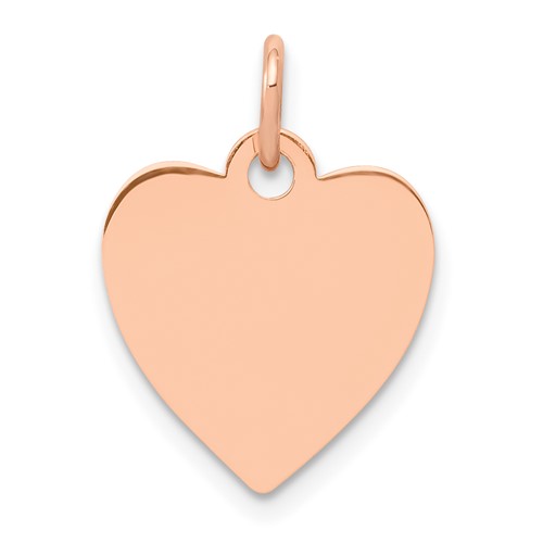 14K Rose Gold Polished Engravable 13mm Heart Disc Pendant