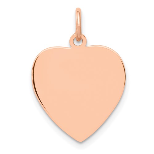 14K Rose Gold Polished Engravable 16mm Heart Disc Pendant