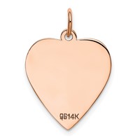14K Rose Gold Polished Engravable 18mm Heart Disc Pendant view 4