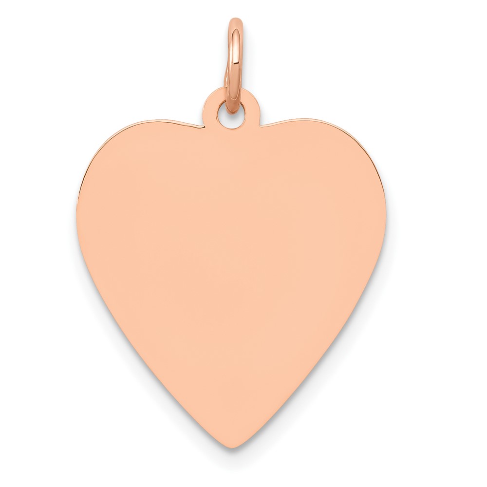 14K Rose Gold Polished Engravable 18mm Heart Disc Pendant