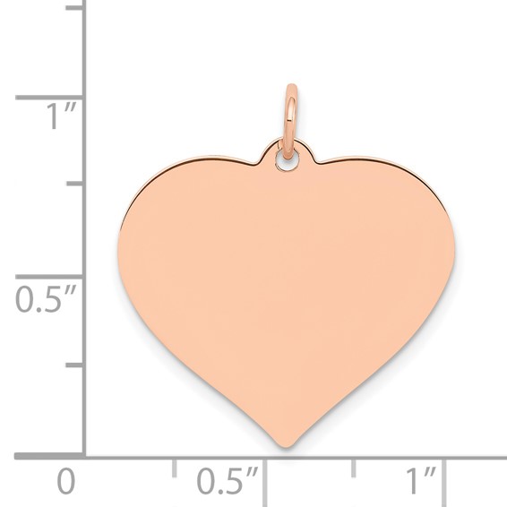 14K Rose Gold Polished Engravable 24mm Heart Disc Pendant