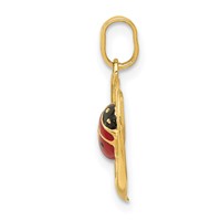 14K Yellow Gold Red and Black Enameled Ladybug in Heart Charm view 2