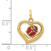 14K Yellow Gold Red and Black Enameled Ladybug in Heart Charm view 4