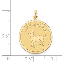 14K Yellow Gold Chihuahua 20mm Engravable Disc Dog Charm view 3