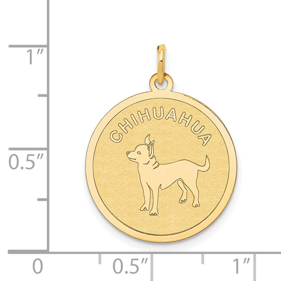 14k CHIHUAHUA 20mm Engravable Disc Dog Charm