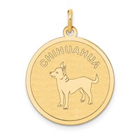 14K Yellow Gold Chihuahua 20mm Engravable Disc Dog Charm view 1