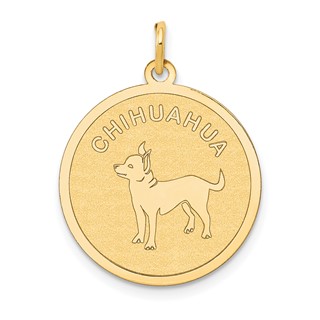 14k CHIHUAHUA 20mm Engravable Disc Dog Charm