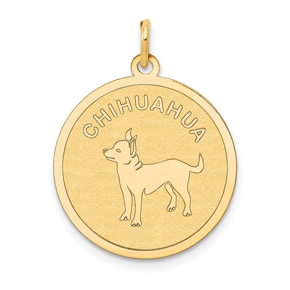 14k CHIHUAHUA 20mm Engravable Disc Dog Charm