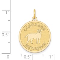 14K Yellow Gold Labrador Retriever 20mm Engravable Disc Dog Charm view 3