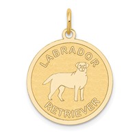14K Yellow Gold Labrador Retriever 20mm Engravable Disc Dog Charm view 1