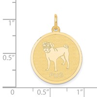 14K Yellow Gold Pug 20mm Engravable Disc Dog Charm view 3