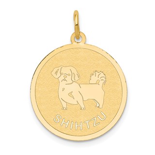 14k SHIH TZU 20mm Engravable Disc Dog Charm