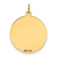 14K Yellow Gold Siberian Husky 20mm Engravable Disc Dog Charm view 4
