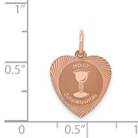 14K Rose Gold Holy Communion Heart Disc Charm view 3