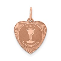 14K Rose Gold Holy Communion Heart Disc Charm view 1