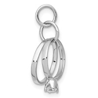 14K White Gold Polished 3-D CZ Wedding Rings Charm view 2